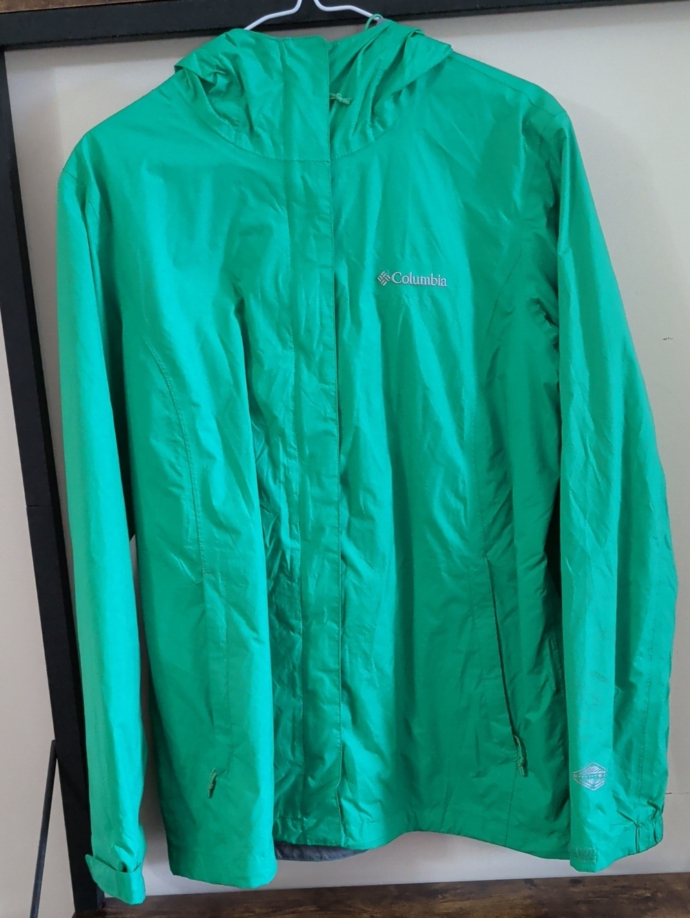 Columbia Men's Bright Teal Hooded Rain Jacket